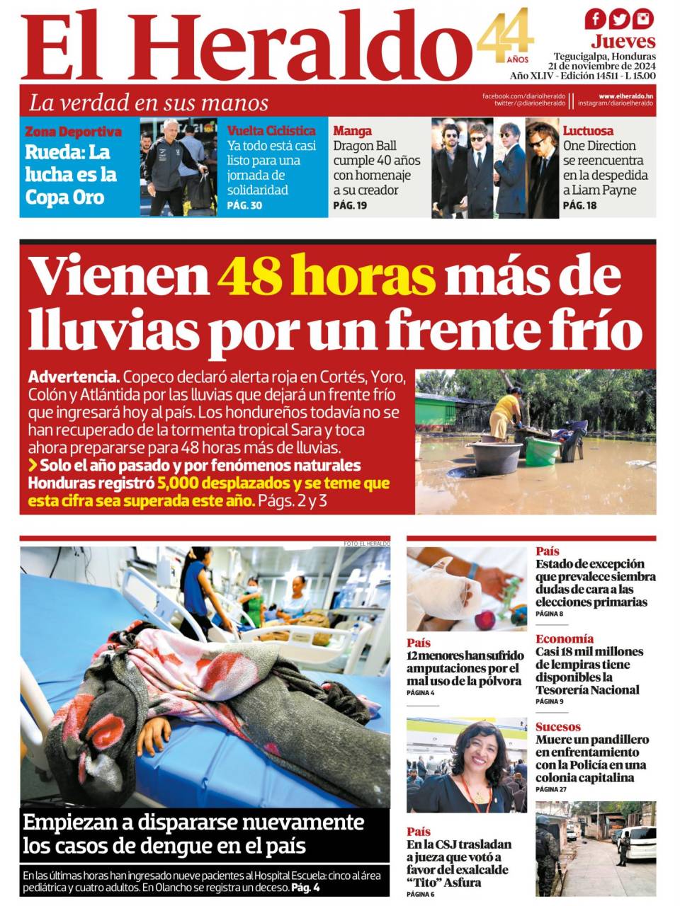 Vienen 48 horas más de lluvias por un frente frío