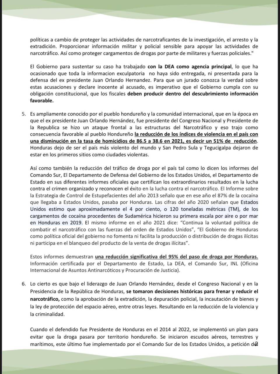 Defensa de JOH presiona a Fiscalía de NY por descubrimientos relevantes