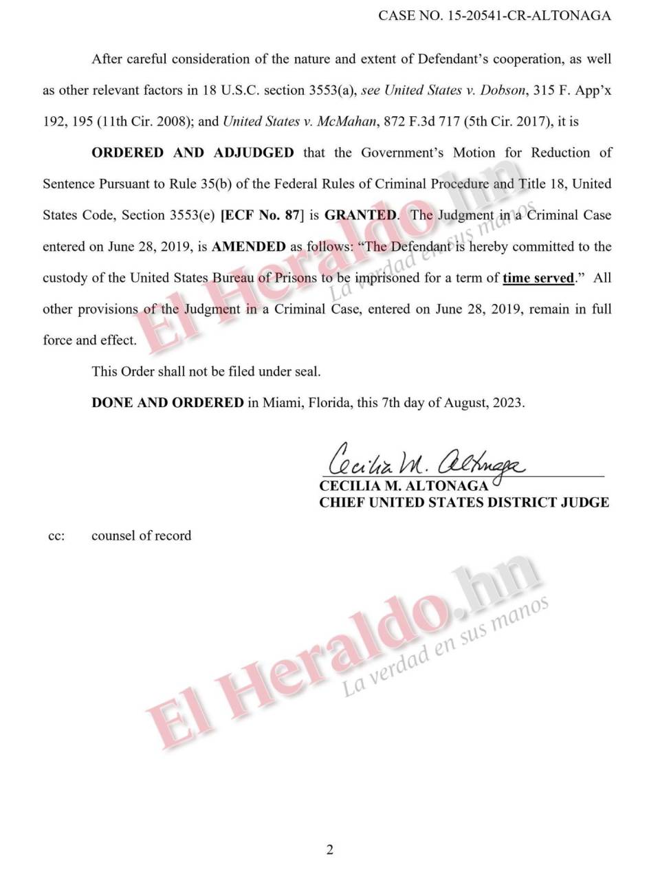 ¿Quién es el otro narcotraficante hondureño que recobró su libertad en EEUU tras negociar con la Fiscalía?