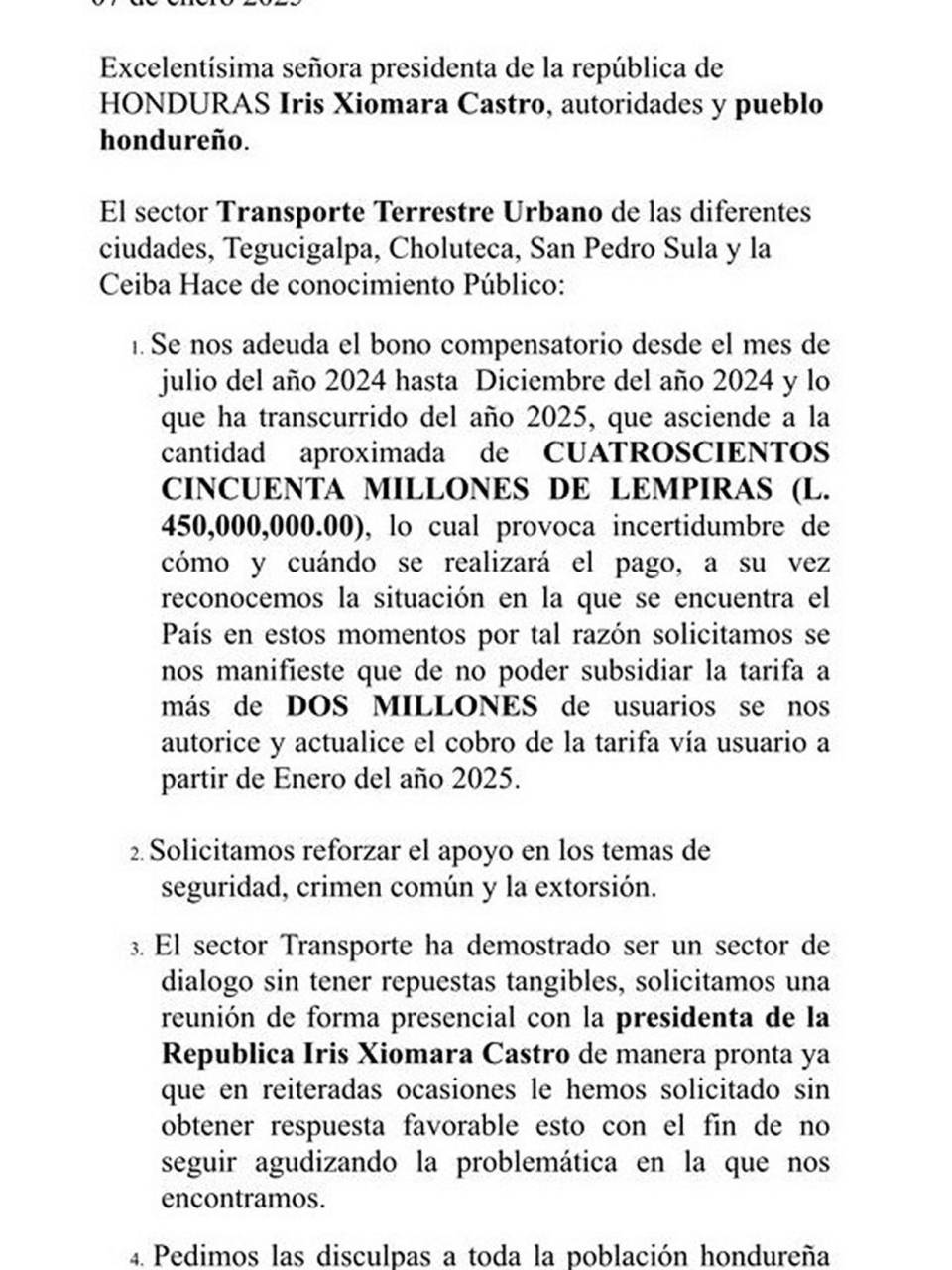 Transportistas exigen pago del bono o incremento a la tarifa