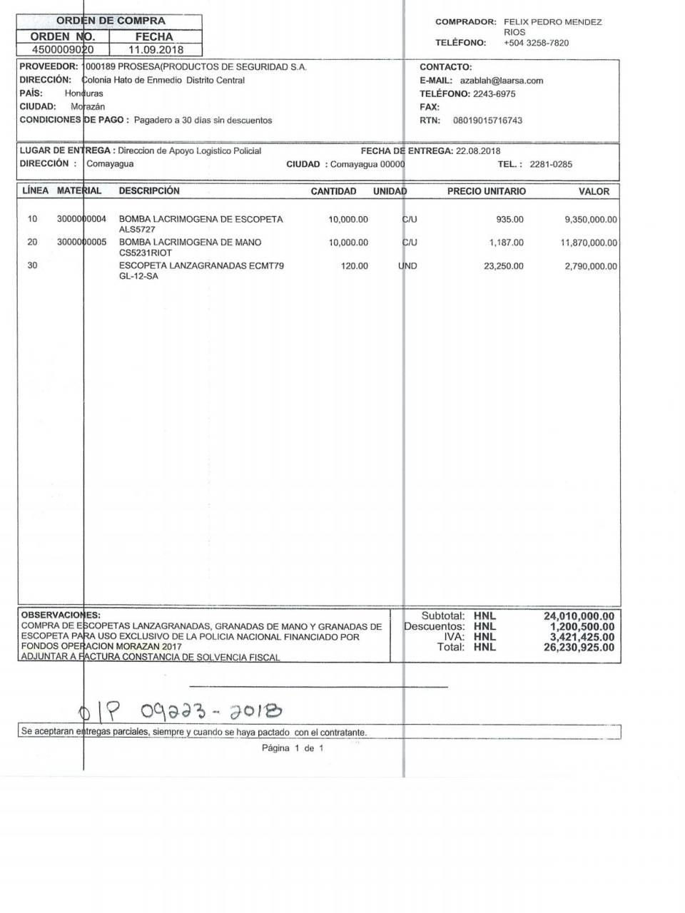 $!Esta es la segunda orden de compra que envió la Secretaría de Seguridad