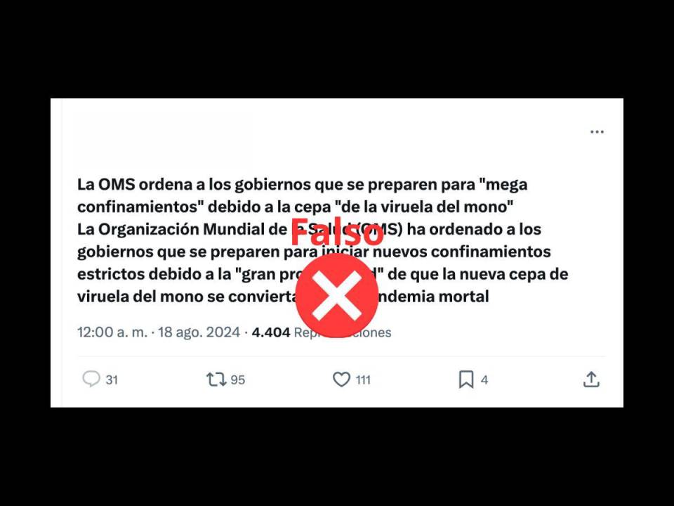 Captura de pantalla a una publicación en X/Twitter realizada el 19 de agosto de 2024.