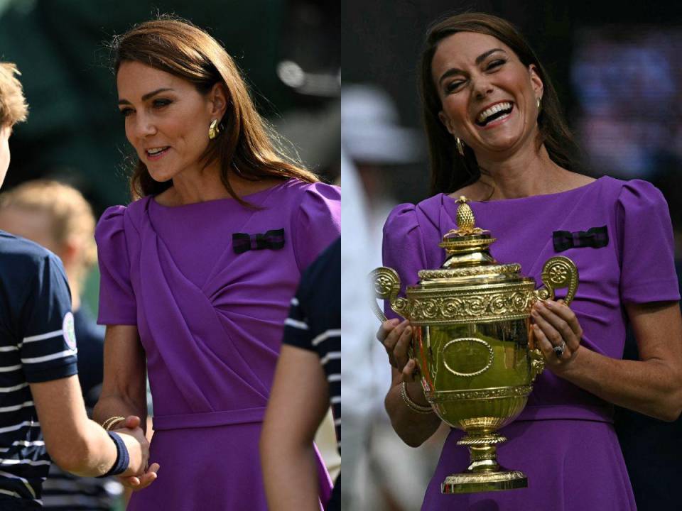 La princesa Kate Middleton realizó su segunda aparición pública desde que anunció que sufría cáncer en marzo de 2023. La Princesa de Gales a la final masculina de tenis en Wimbledon donde estuvo acompaña de su hija Carlotta de nueve años. Middleton llegó muy sonriente y reluciente al evento deportivo. A continuación las imágenes.