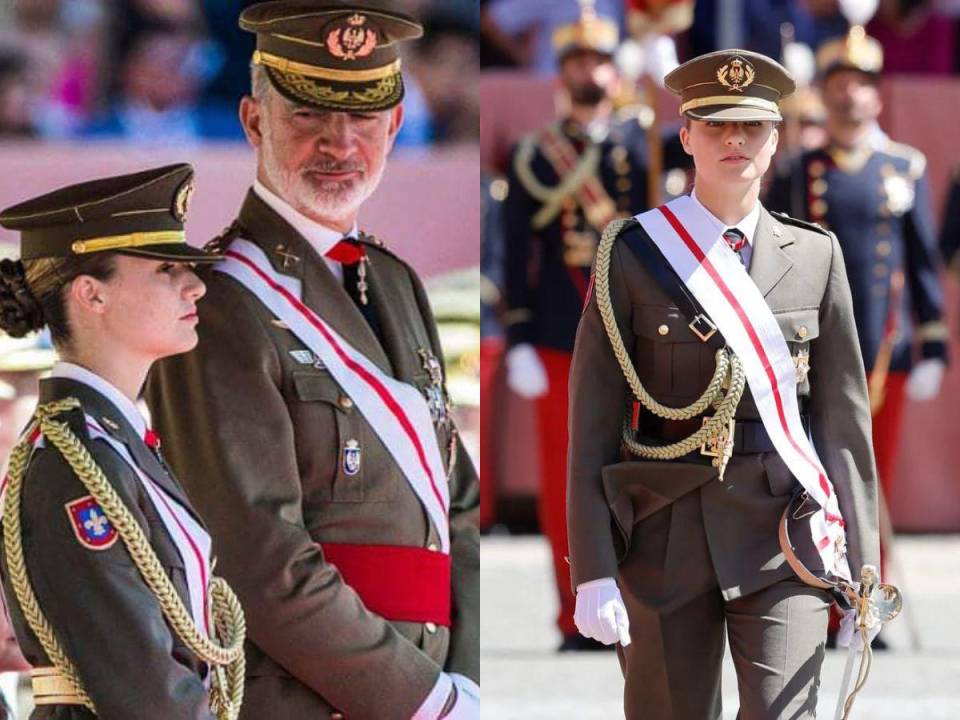 Hoy, la Princesa Leonor se ha despedido de su primera etapa de formación militar en la Academia General Militar de Zaragoza, recibiendo el nombramiento como dama alférez cadete del Ejército de Tierra de manos de su padre, el rey Felipe VI.