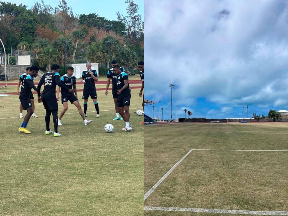 La Selección de Honduras se entrenó este sábado en el National Sports Centre, escenario en donde la H se medirá a Bermudas. Así luce la cancha del complejo.