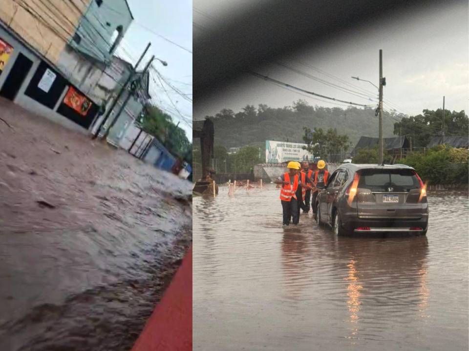 Las lluvias de este sábado han causado inundaciones en algunas calles de Tegucigalpa.