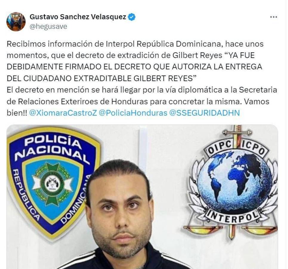 República Dominicana autoriza extradición de Gilbert Reyes por triple crimen en Roatán