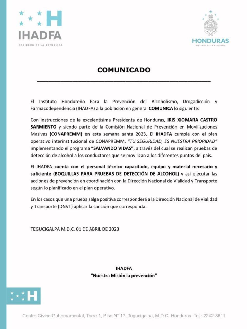 Ante la falta de material de Tránsito, Ihadfa realizará pruebas de alcoholemia durante Semana Santa