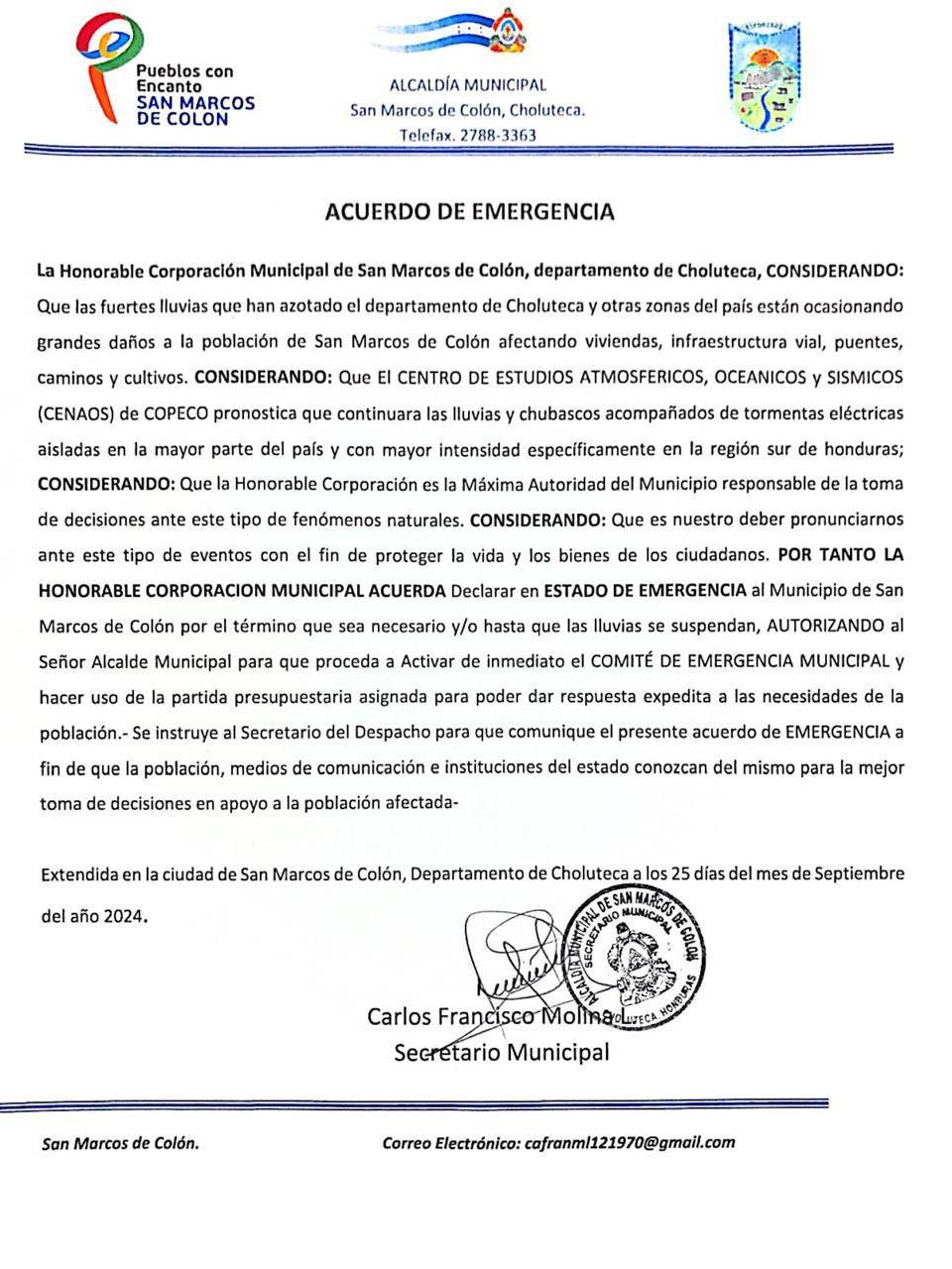 Comunicado oficial.