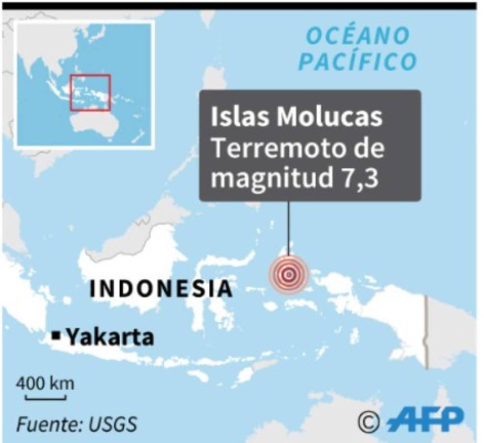 Fuerte terremoto de magnitud 7,3 sacude islas Molucas en Indonesia