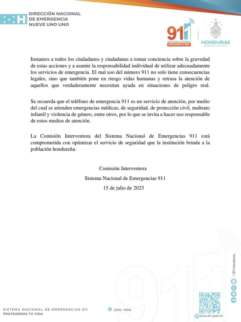 Honduras: 911 investigará y acusará a responsables de llamadas falsas