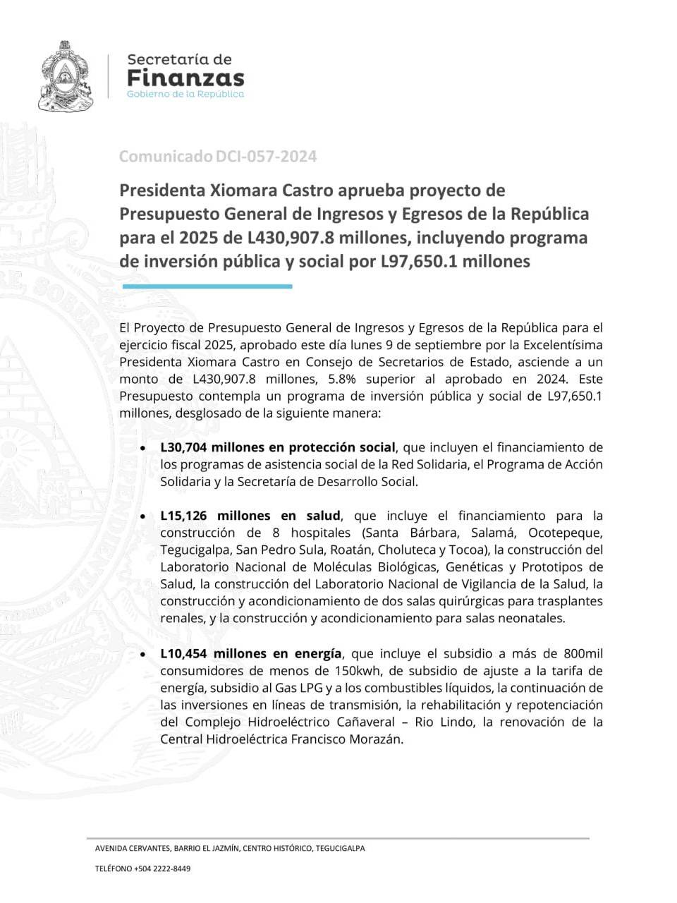 Consejo de Ministros aprueba Presupuesto General de la República para 2025