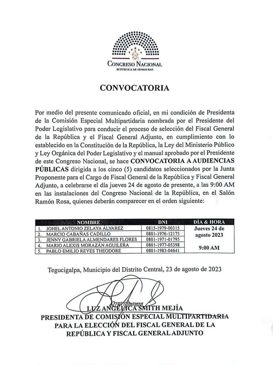 Convocan a audiencias públicas a los cinco candidatos a fiscal general y adjunto