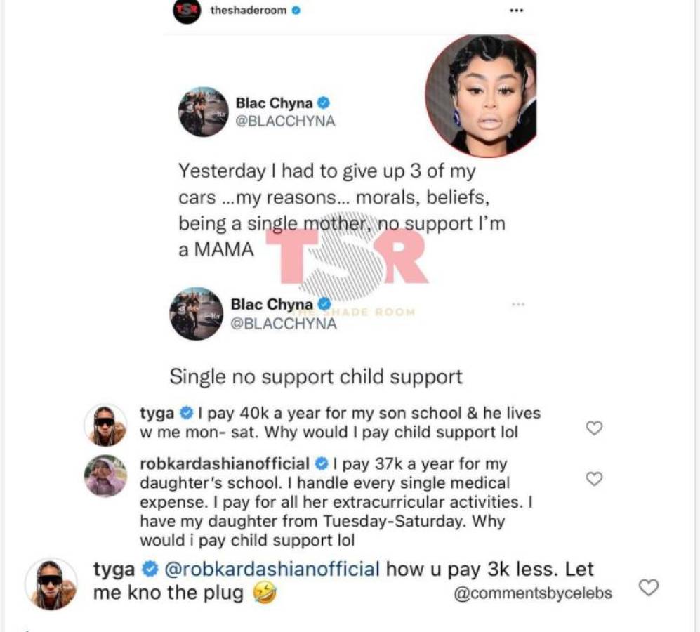 Rob Kardashian y Tyga critican a Blac Chyna por reclamos de manutención infantil