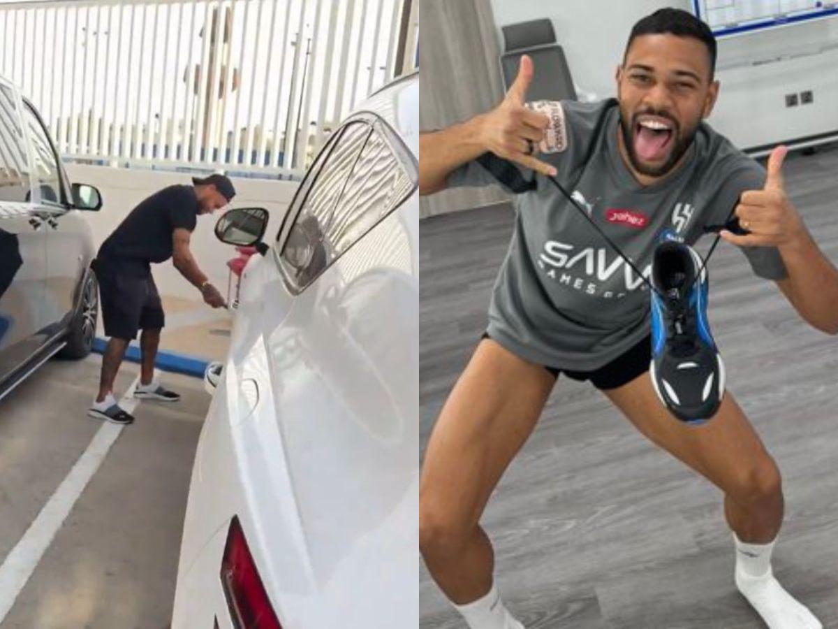 Neymar se venga de compañero ponchándole las llantas por atar sus tenis