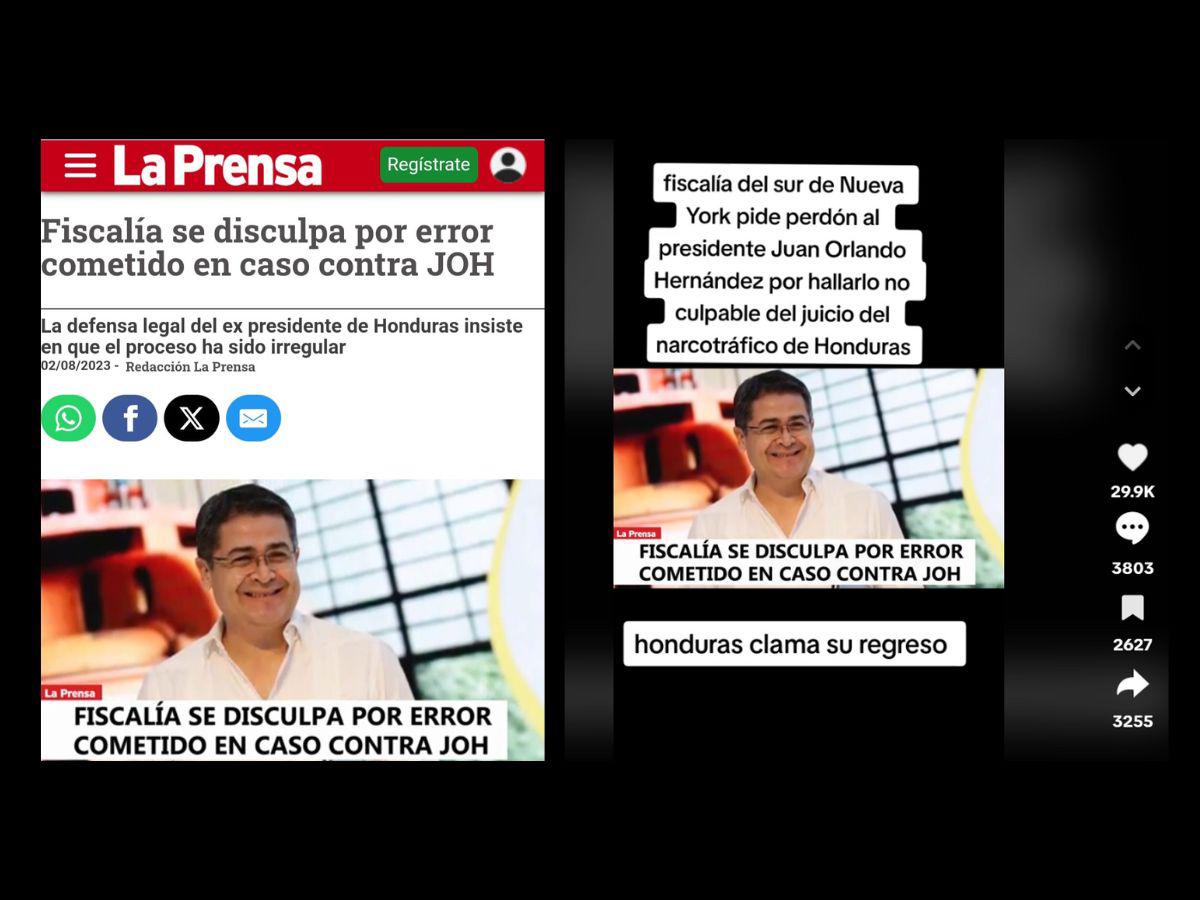 $!A la izquierda, una captura de pantalla a la publicación original de La Prensa y, a la derecha, la captura de la secuencia viral.