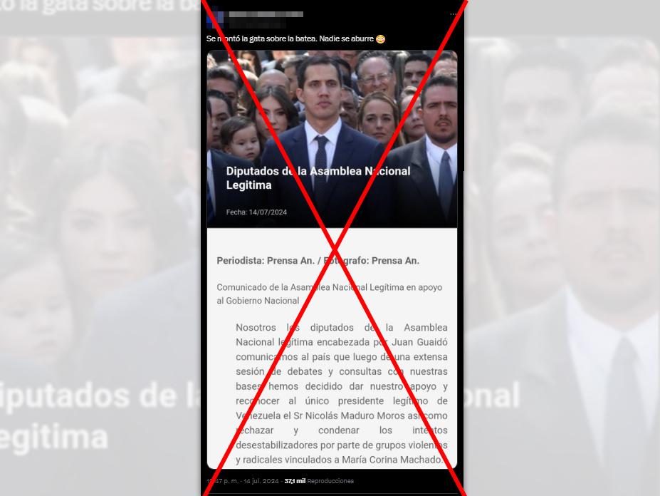 $!Captura de pantalla de la desinformación viralizada desde el 14 de julio.