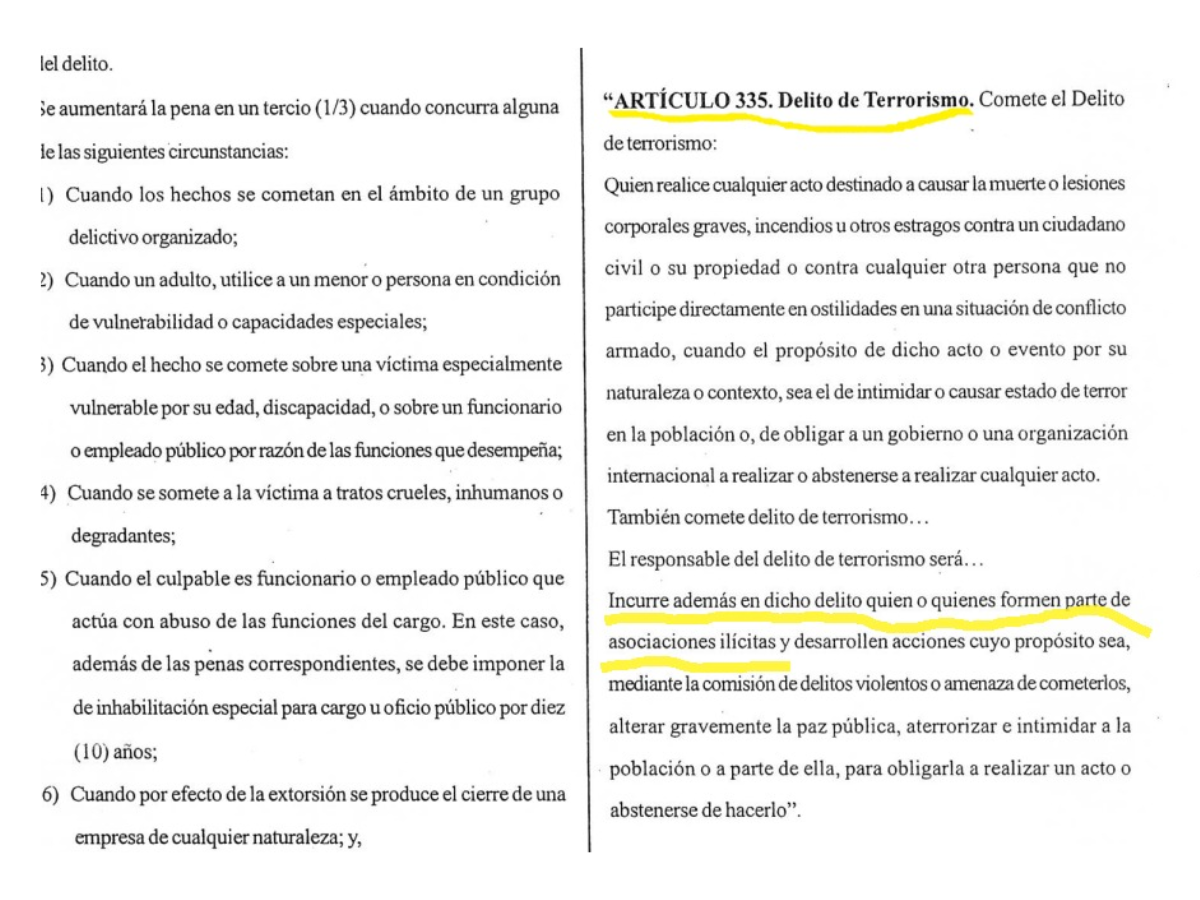 $!El artículo 355 del Código Penal fue reformado para incluir a las maras y pandillas como grupos terroristas.